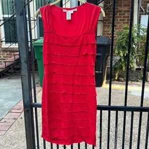 Off-Red BodyCon Dress with Fold Detail